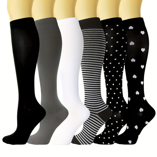 6 Pairs Copper Compression Socks 15-20mmHg Graduated Compression