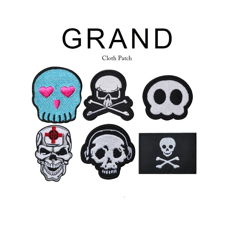 Boys Cartoon Skull Embroidery Patches DIY Decorative Clothes Holiday Gift