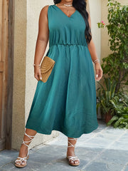  Contrast Lace Cut Out V Neck Tank Dress