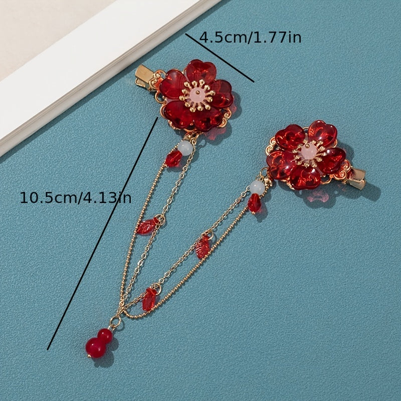 Cheongsam Flower Tassel Hair Ornament Antique Princess Pendant