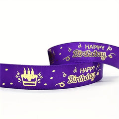 5 Meter Happy Birthday Polyester Ribbon for Gift Packaging