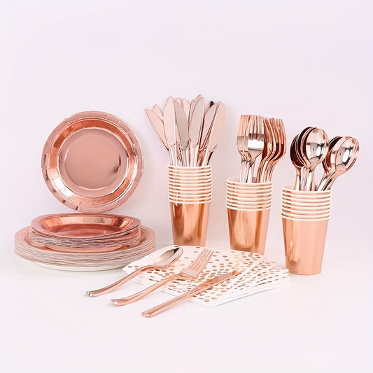 24pcs Rose Golden Party Supplies - Elegant Touch for Birthdays
