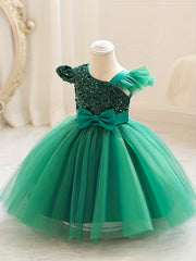 Bowknot Sequin Mesh Gown Dress for Baby Girls - Perfect for Parties