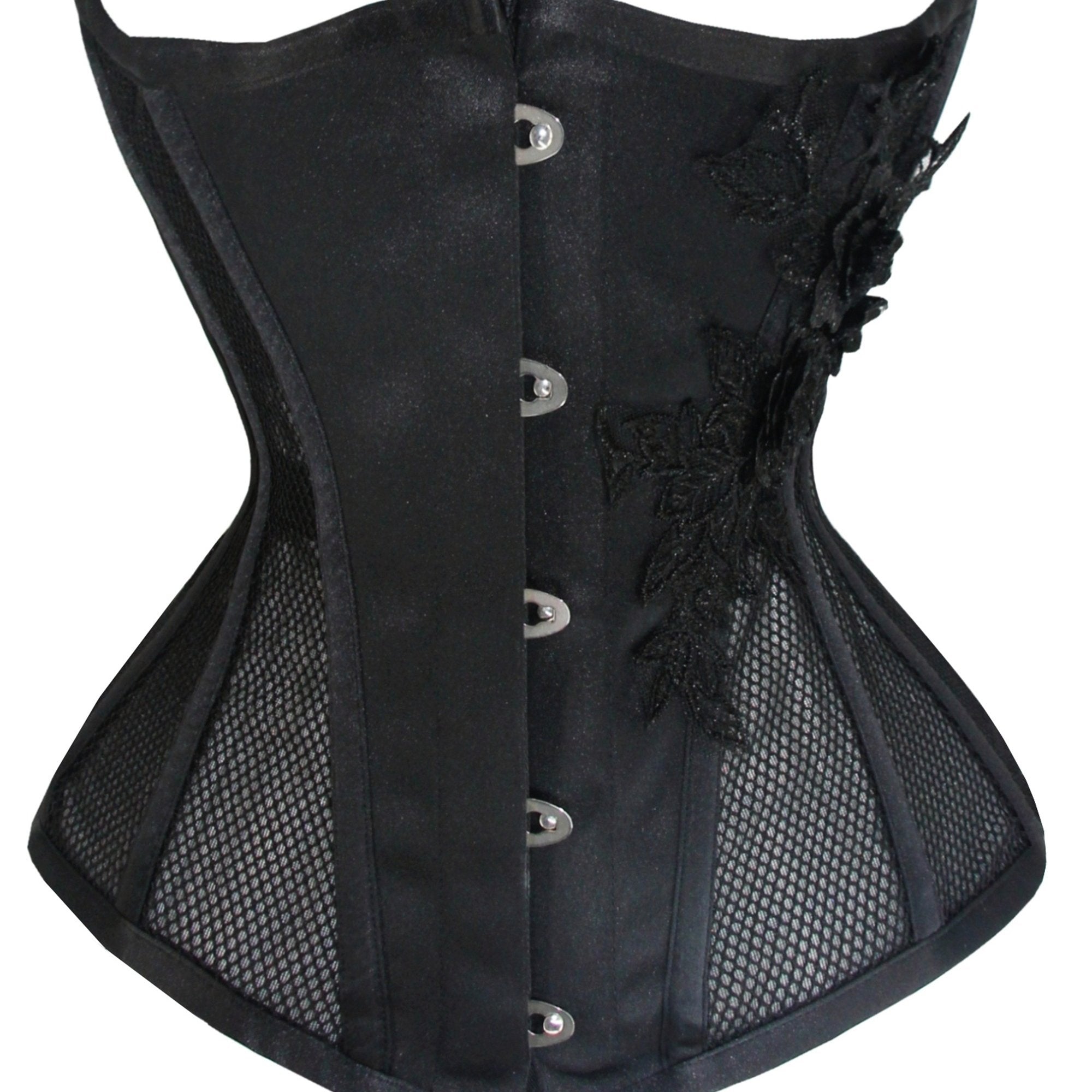 Floral Embroidery Corset Tummy Control Lace Up Body Shaper