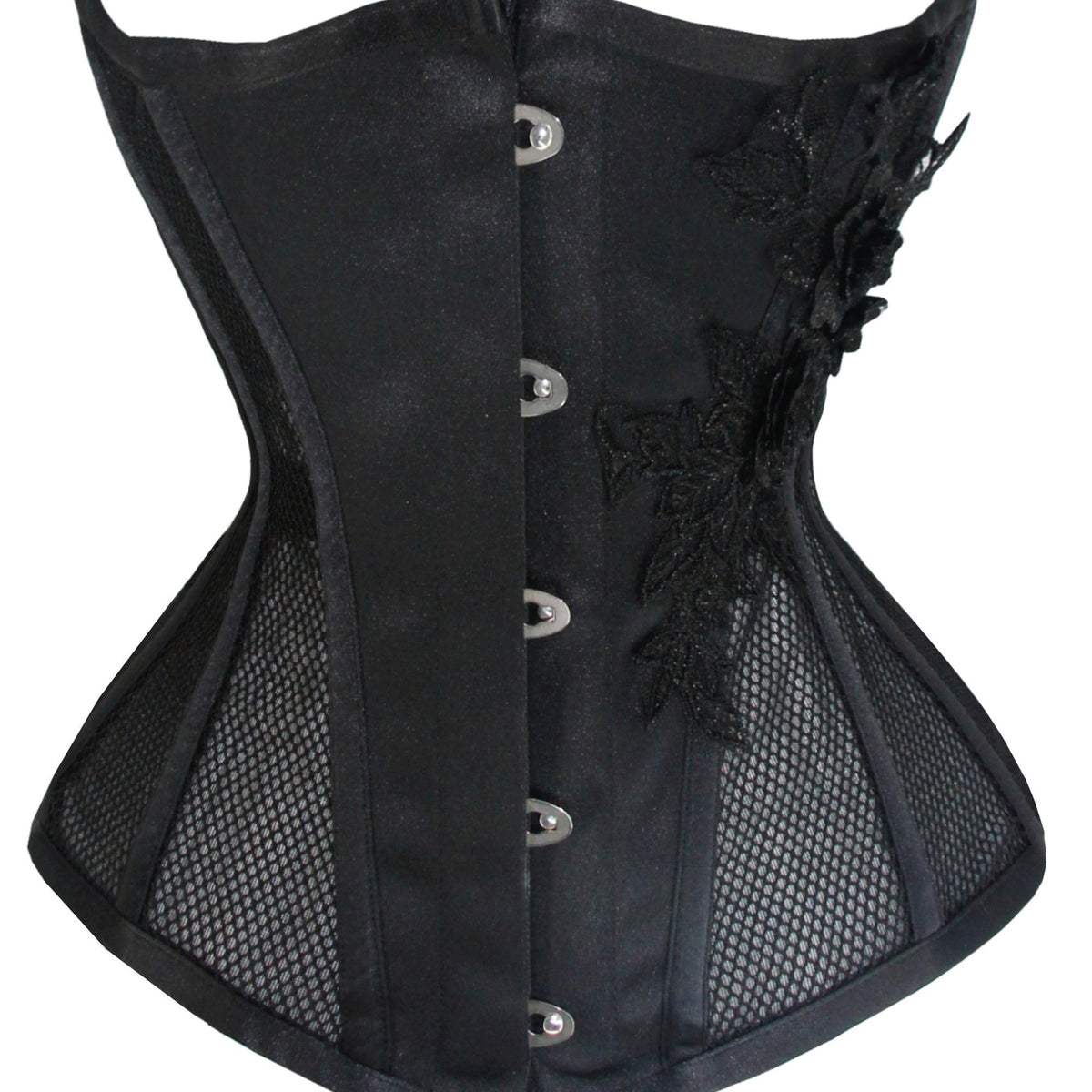 Floral Embroidery Corset Tummy Control Lace Up Body Shaper