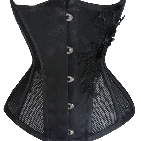 Floral Embroidery Corset Tummy Control Lace Up Body Shaper