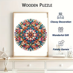 Intricate Floral Wreath Wooden Puzzle - Ideal for Adults - Great Gift Idea