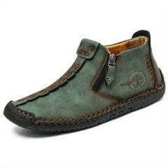Men's Zipper Ankle Boots Vintage Rubber Sole Outdoor Shoes