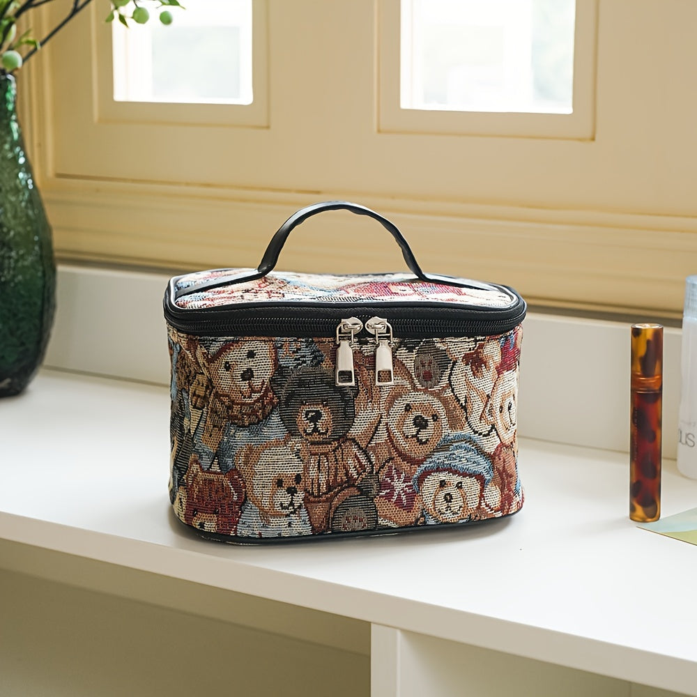 Bears Pattern Makeup Organizer Bag Portable Cosmetic Brush Storage Bag