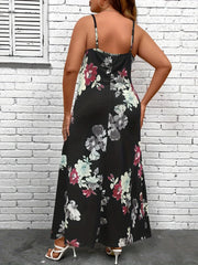  Floral Print V Neck Maxi Cami Dress