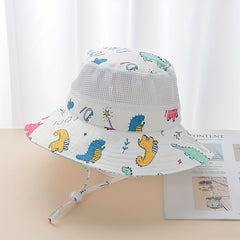 Kids Cartoon Fisherman's Hat Sunscreen Mesh Bucket Cap