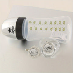 Personalized Baby Bottle & Pacifier Set - Custom Name