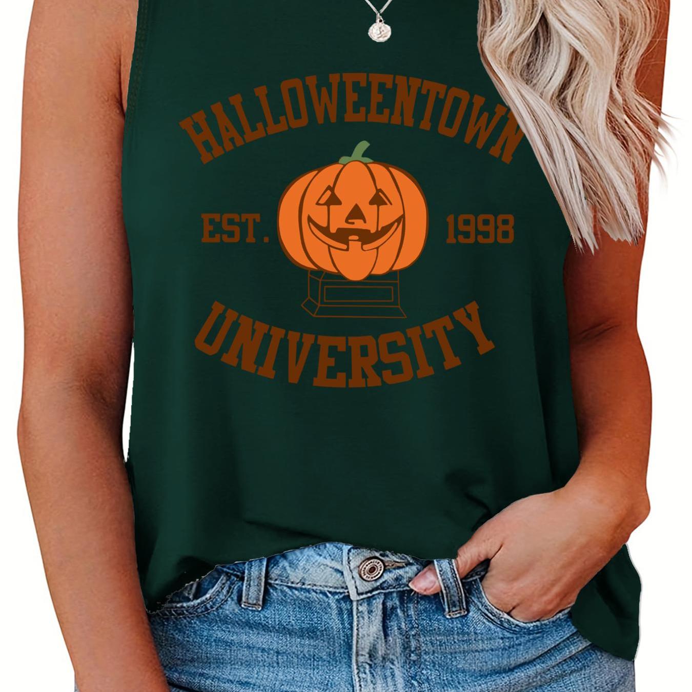  Halloween Casual Tank Top Women's Plus Pumpkin Print Vest Top