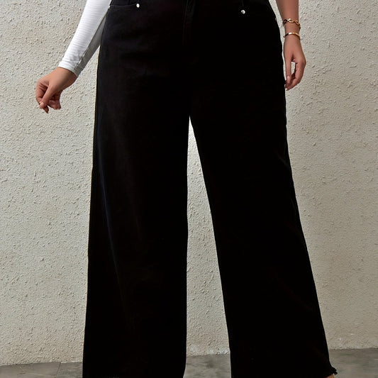  Fringe Trim Wide Leg Jeans