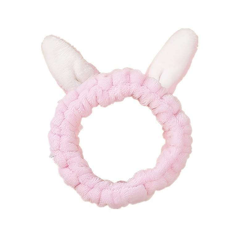 Bunny Ear Bath Headband Elastic Plush Colorful Headband