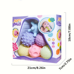 6pcs Baby Sensory Balls Soft Touch Massage Rattle Toys