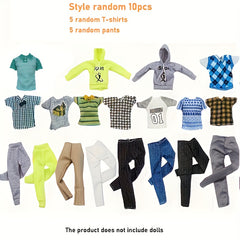 10pc Mixed Outfits for 30-02cm Male Dolls - Tops & Pants - Kids Party Clothes