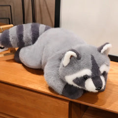Cute Gray Raccoon Plush Toy Soft Stuffed Animal & Fur Perfect Gift