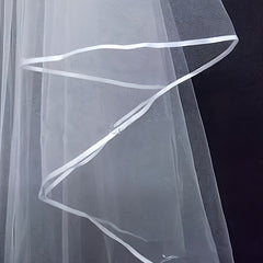 2 Tier Short Floral Lace Bridal Veil for Brides