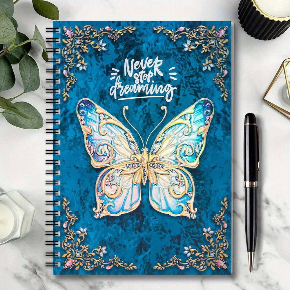 3D Butterfly Spiral Notebook Vibrant & Golden 100 Pages Ideal for Work Study Jou