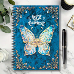 3D Butterfly Spiral Notebook Vibrant & Golden 100 Pages Ideal for Work Study Jou
