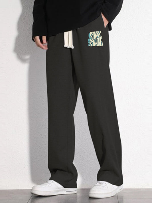 Men's Casual Loose Fit Drawstring Pants Stretch Waist