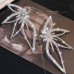 Rhinestone Maple Leaf Stud Earrings