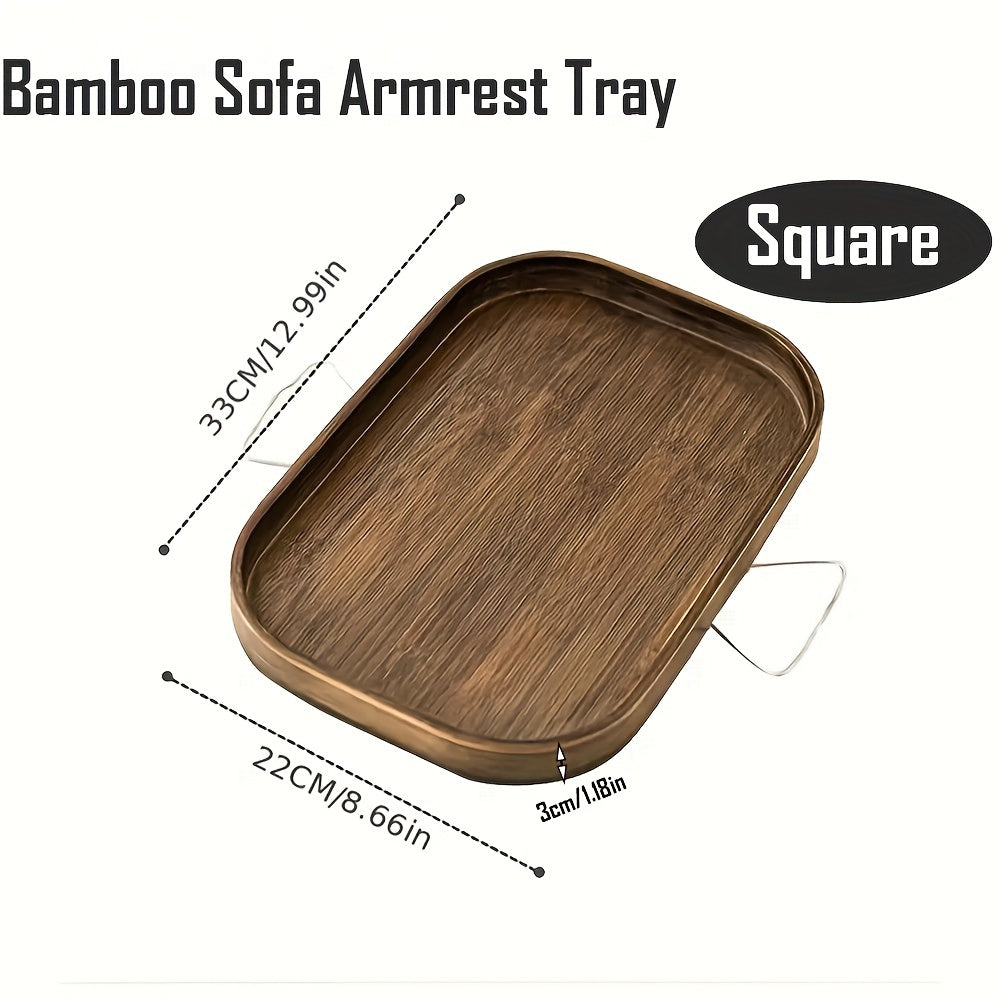 Bamboo Sofa Armrest Table Small Side Table Adjustable Tray