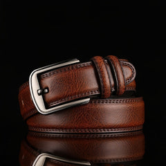 Alloy Pin Buckle Leather Belt for Men and Women