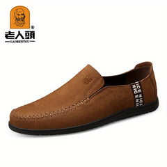 LAORENTOU Men's Leather Loafer Shoes Lightweight Wear resistant Walking Shoes