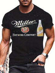 Men's 3D Beer Graphic T Shirt Short Sleeve Tee