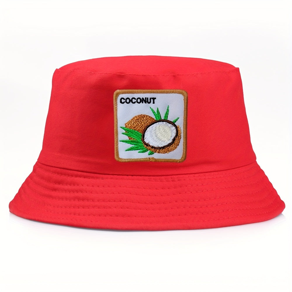 Coconut Embroidered Bucket Hat Unisex Sunshade Reversible Cap