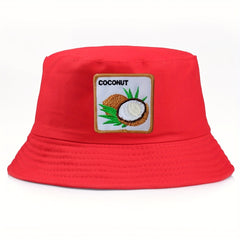 Coconut Embroidered Bucket Hat Unisex Sunshade Reversible Cap