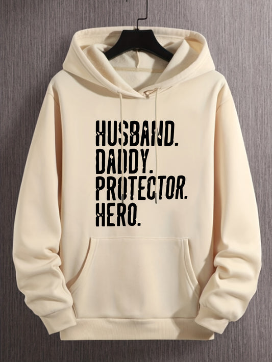 Husband Letter Print Hoodies Men Graphic Sweatshirt Comfy Hooded Pullover