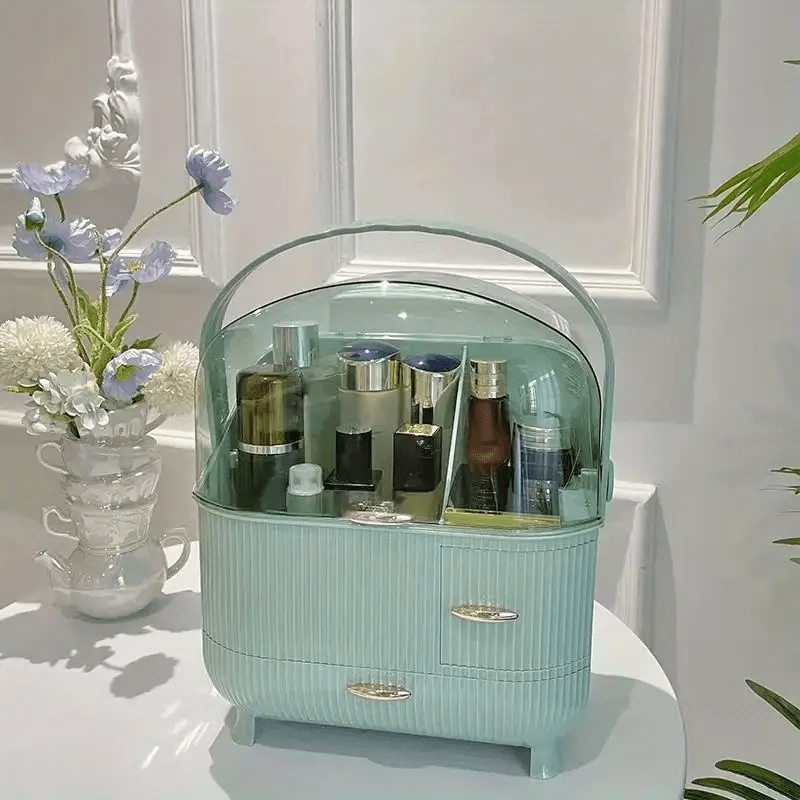 Large Capacity Waterproof Makeup Organizer with Skincare Storage
