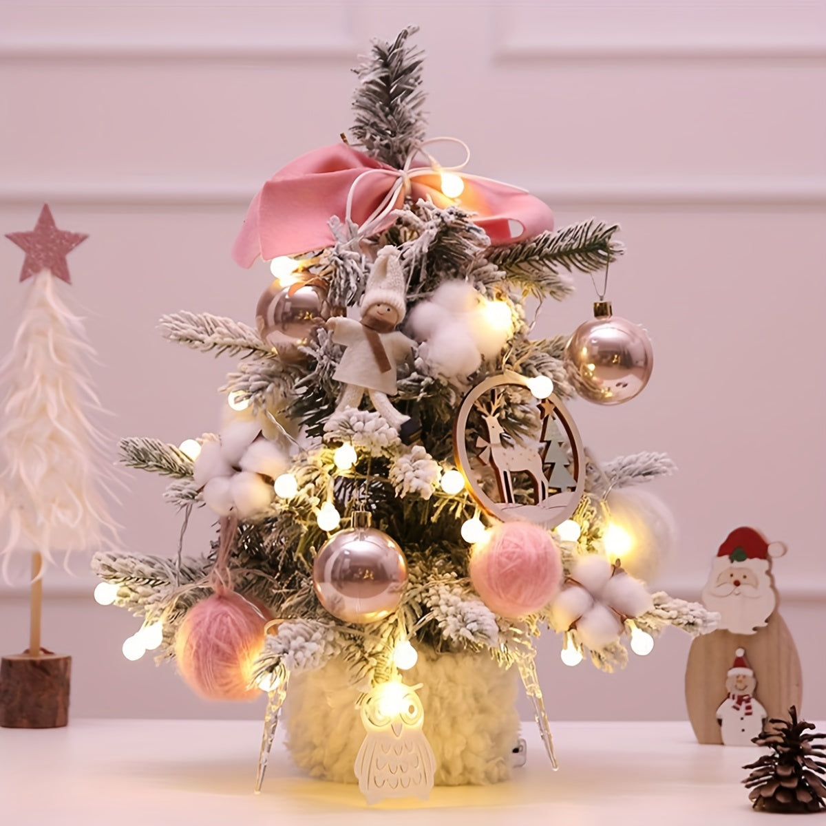 Mini Christmas Tree Tabletop Ornament Home Party Decoration