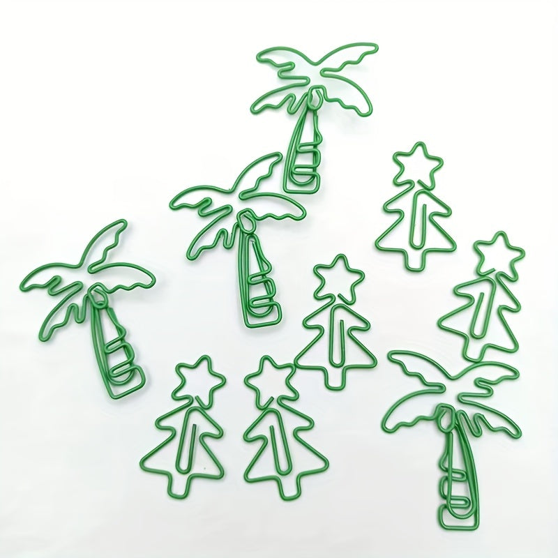 20pcs Mixed Coconut Tree Christmas Tree Paper Clips Metal Office Binding