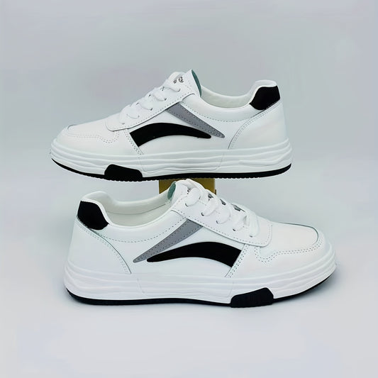 Women's Platform Colorblock Sports Shoes Lace Up Low Top Skate Shoes