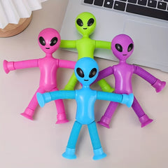Alien Telescopic Suction Cup Toy Stretchy Tubes in Pink