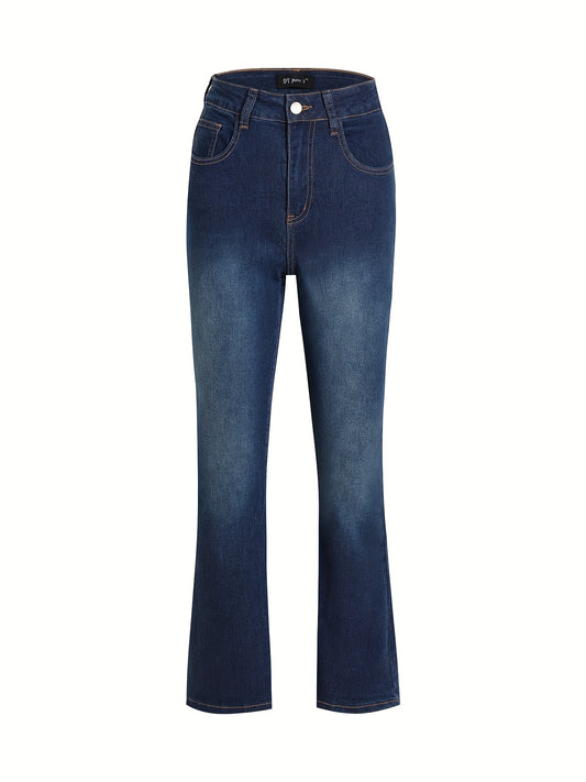 Dark Mid Stretch Flared Jeans Bootcut
