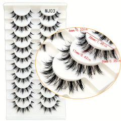 Cat Eye Natural Fluffy Faux Mink Lashes 3D Wispy False Eyelashes 10 Pairs