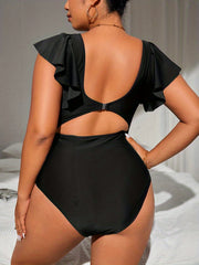  Ruched Cut Out One Piece Swimsuit