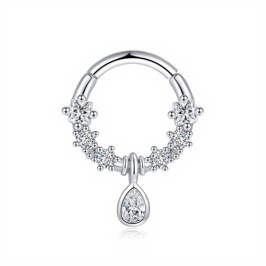 Zircon Inlaid Septum Nose Ring Body Piercing Jewelry