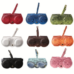 SOOLALA Snake Skin Eyeglasses Clip PU Glasses Case
