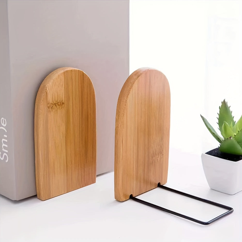 Bamboo Bookend Log Texture Desktop Book Folder Storage