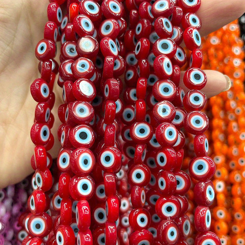48pcs 8mm Evil Eye Glass Beads for Jewelry Making DIY Charms Materials