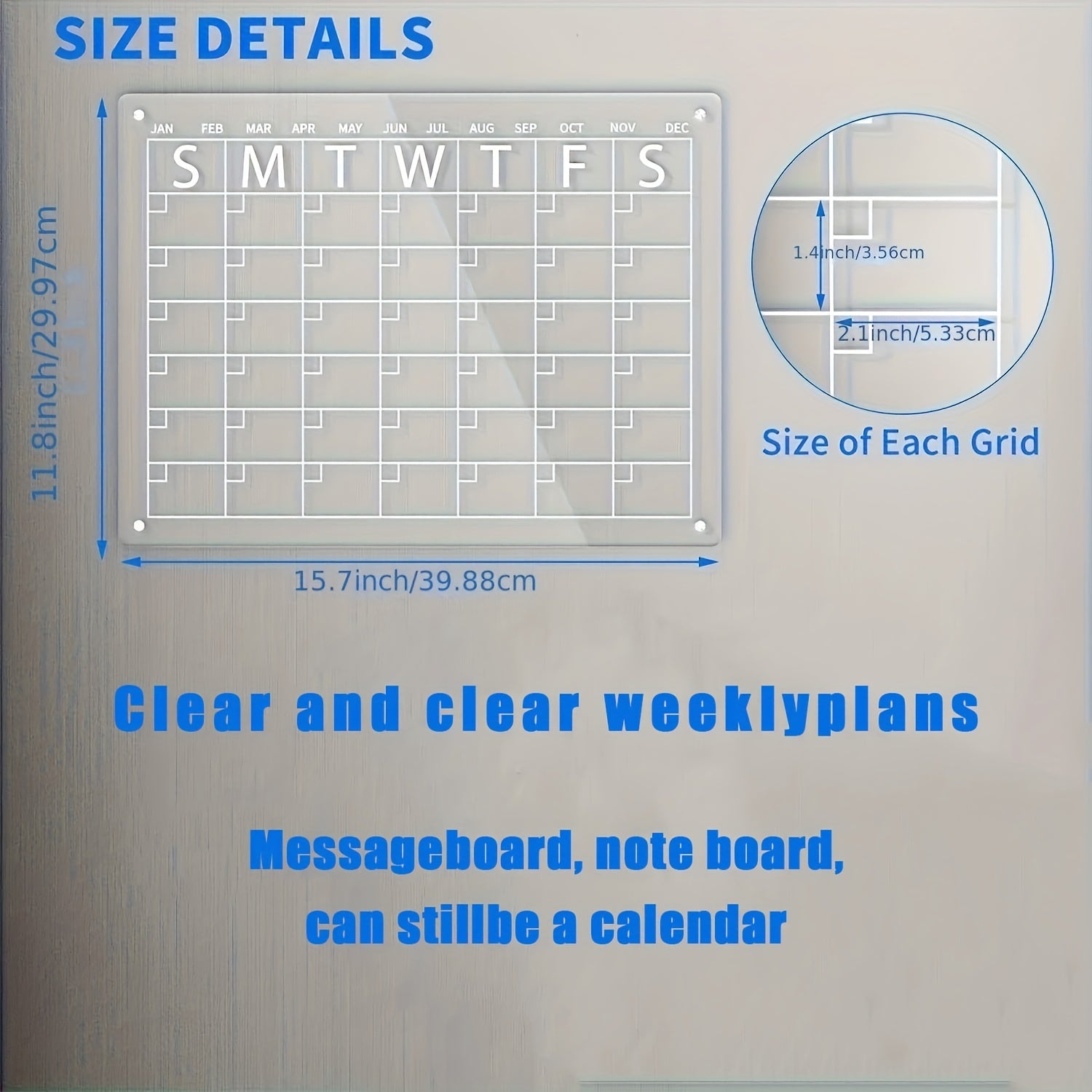 Magnetic Acrylic Dry Wipe Writing Board Calendar Bulletin Board