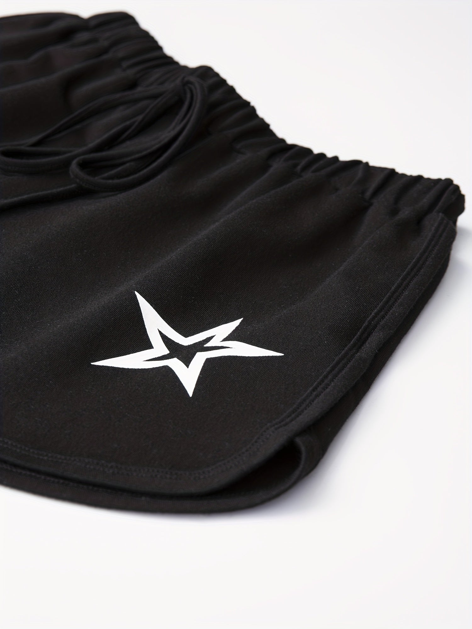  Star Print Elastic Waist Sporty Shorts