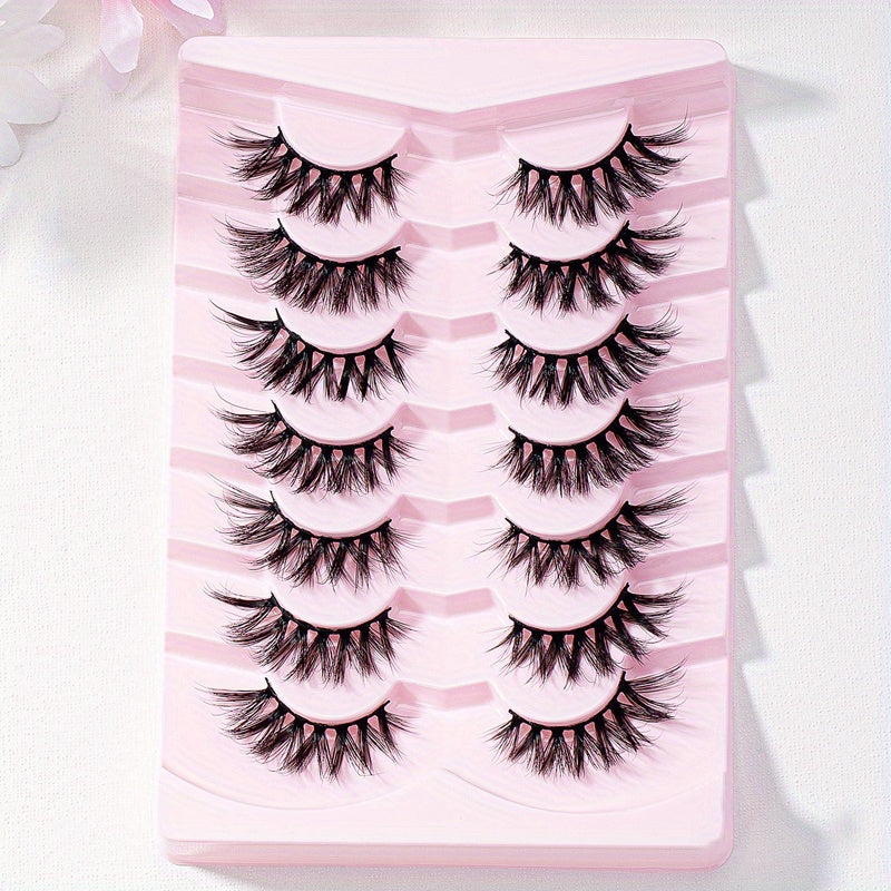 7 Pairs 5D Fishtail False Eyelashes Fluffy Wispy Makeup Extension 15mm