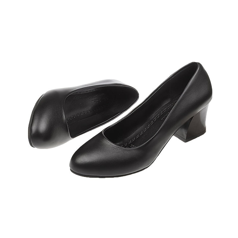 Chunky Heel Court Shoes Pointed Toe Low Heels Women's Footwear
